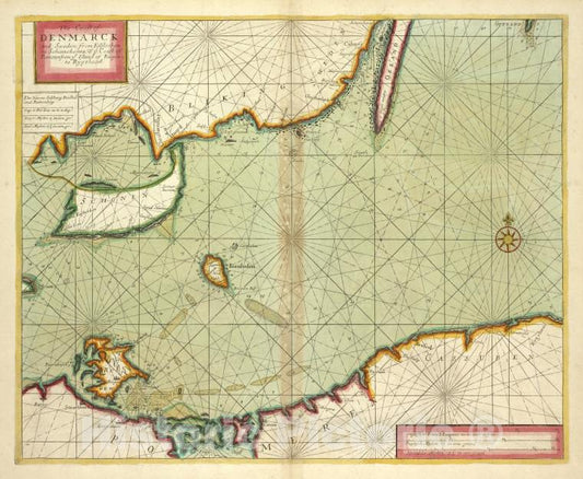 Historic 1702 Map - The Coast Of Denmarck And Sweden From Falsterbon To Schanckenes - Vintage Wall Art