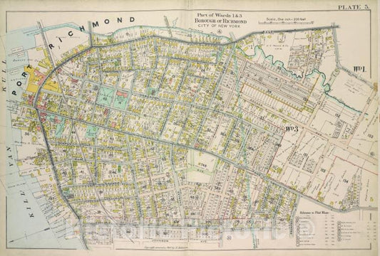 Historic 1907 Map - Plate 5, Part Of Wards 1 & 3. [Map Bound By Palmer'S Run, Jewett - Vintage Wall Art