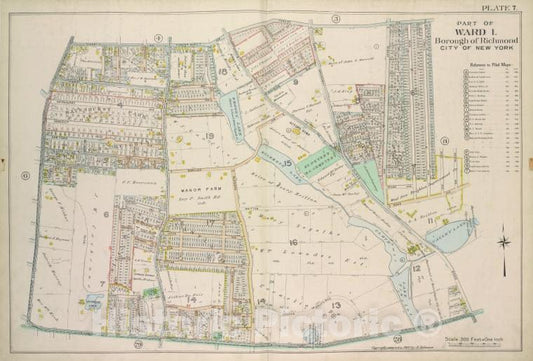 Historic 1907 Map - Plate 7, Part Of Ward 1: [Map Bound By Cherry Lane, Forest Ave, Vintage Wall Art