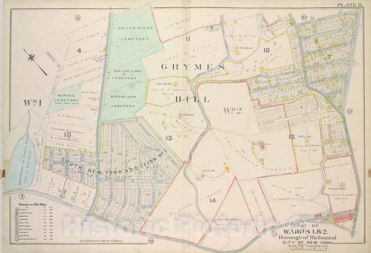 Historic 1907 Map - Plate 11, Part Of Wards 1 & 2: [Map Bound By Grymes Hill, Howard - Vintage Wall Art