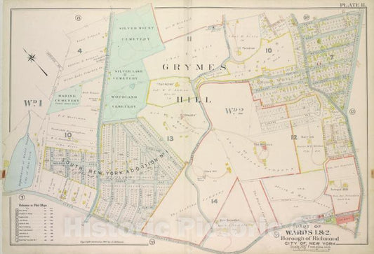 Historic 1907 Map - Plate 11, Part Of Wards 1 & 2: [Map Bound By Grymes Hill, Howard - Vintage Wall Art