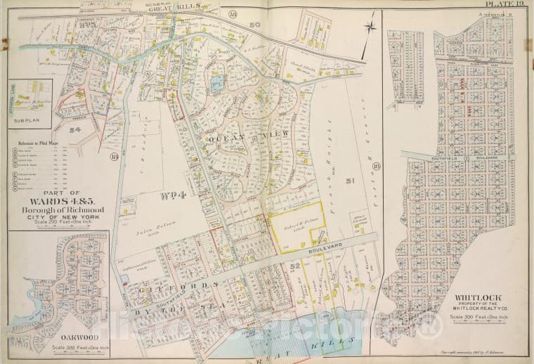 Historic 1907 Map - Plate 19, Part Of Wards 4 & 5: [Map Bound By Railroad Ave, The S - Vintage Wall Art