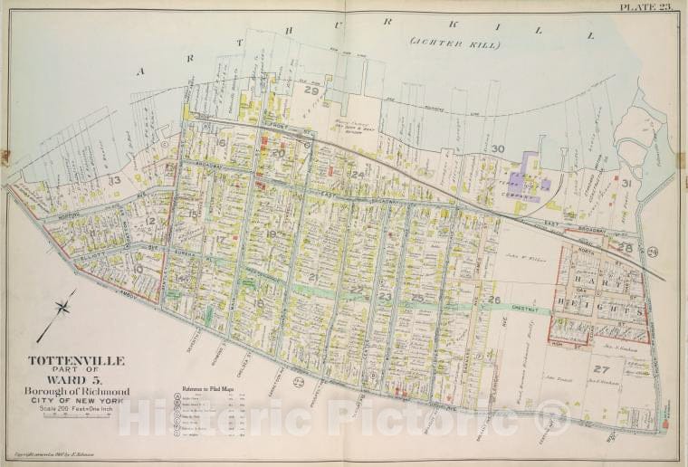 Historic 1907 Map - Plate 23, Part Of Ward 5: [Map Bound By Old Pier & Bulkhead Line - Vintage Wall Art