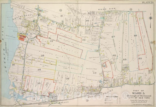 Historic 1907 Map - Plate 24, Part Of Ward 5: [Map Bound By Sharrotts Road, Shore Ro - Vintage Wall Art
