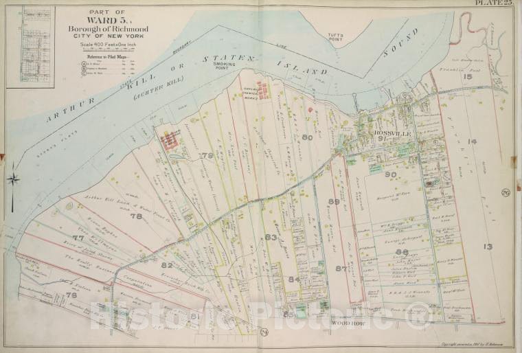 Historic 1907 Map - Plate 25, Part Of Ward 5: [Map Bound By State Boundary Line, Hug - Vintage Wall Art