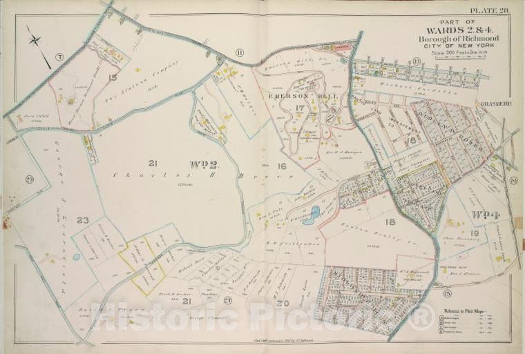 Historic 1907 Map - Plate 28, Part Of Wards 2 & 4: [Map Bound By Richmond Turnpike, Vintage Wall Art