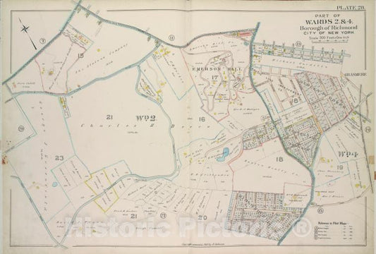 Historic 1907 Map - Plate 28, Part Of Wards 2 & 4: [Map Bound By Richmond Turnpike, Vintage Wall Art