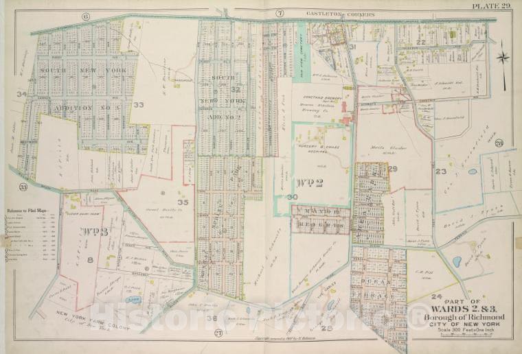 Historic 1907 Map - Plate 29, Part Of Wards 2 & 3: [Map Bound By Richmond Turnpike, Vintage Wall Art