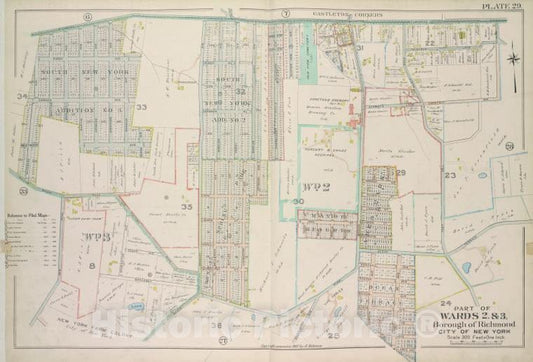 Historic 1907 Map - Plate 29, Part Of Wards 2 & 3: [Map Bound By Richmond Turnpike, Vintage Wall Art
