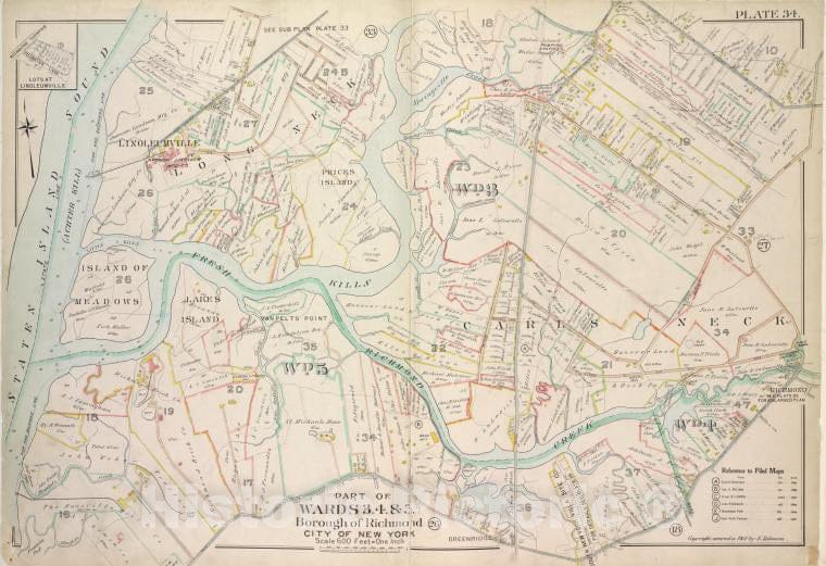 Historic 1907 Map - Plate 34, Part Of Wards 3, 4, 5: [Map Bound By Cannon Ave, Bur - Vintage Wall Art
