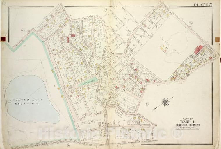 Historic 1917 Map - Plate 5, Part Of Ward 1 [Map Bound By Greenwood Ave, Ridgewood P - Staten Island (New York, N.Y.) - Vintage Wall Art