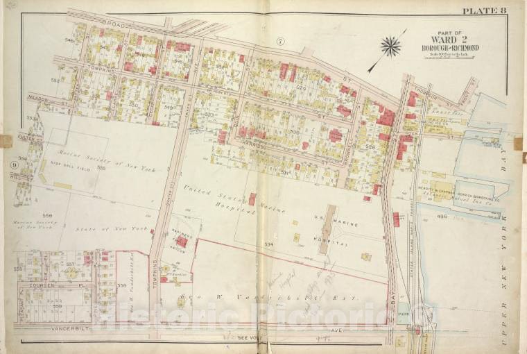 Historic 1917 Map - Plate 8, Part Of Ward 2 [Map Bound By Broad St, Bay St, Thompson - Staten Island (New York, N.Y.) - Vintage Wall Art
