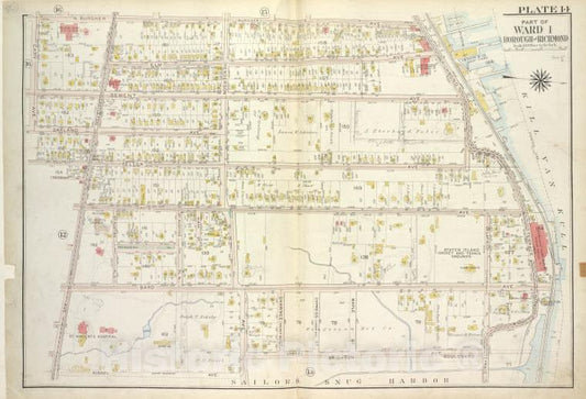 Historic 1917 Map - Plate 14, Part Of Ward 1 [Map Bound By N. Burgher Ave (Burgher), Staten Island (New York, N.Y.) - Vintage Wall Art