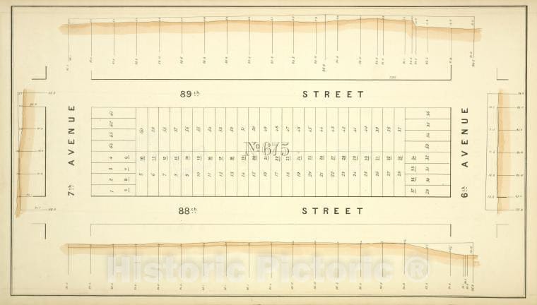 Historic Map - [Block No. 675 Map Bounded By 89Th Street, 6Th Avenue, 88Th Street, 7Th Avenue] - - Vintage Wall Art