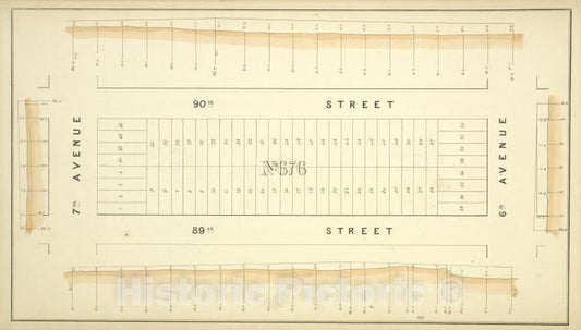 Historic Map - [Block No. 676 Map Bounded By 90Th Street, 6Th Avenue, 89Th Street, 7Th Avenue] - - Vintage Wall Art