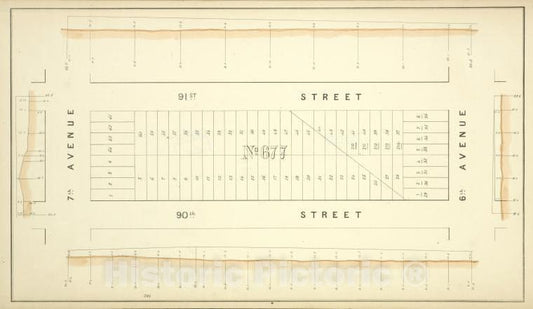 Historic Map - [Block No. 677 Map Bounded By 91St Street, 6Th Avenue, 90Th Street, 7Th Avenue] - - Vintage Wall Art