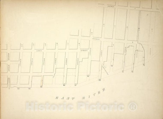 Historic Map - [Map Bounded By Lewis Street, Avenue D, Avenue C, 14Th St, Pier - Vintage Wall Art