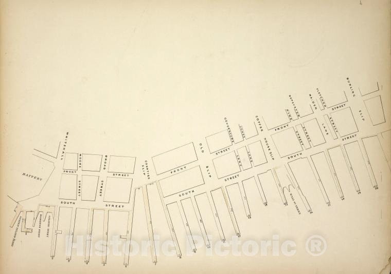 Historic Map - [Map Bounded By Front Street, Burling Slip, Pier - Line 1-20, Wh - Vintage Wall Art