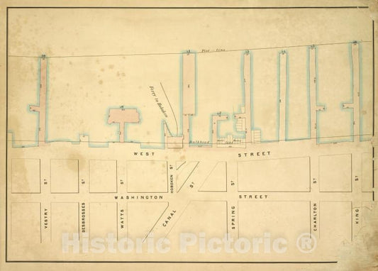 Historic Map - 1860 New York (N.Y.), [King St, Washington St, Vestry St; Including West St, Canal St, Desbrosses St, Watts St, Hoboken St, Spring St, Charlton St] - Vintage Wall Art
