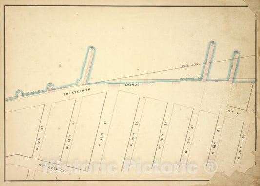 Historic Map - 1860 New York (N.Y.) [Bulkhead & Pier Line 58-62, W. 19Th, 10Th, W. 12Th; 13Th, 11Th, W. 12Th, W. 13Th, W. 14Th, W. 15Th, W. 16Th, W. 17Th, W. 18Th - Vintage Wall Art