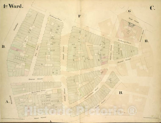 Historic Map - [1St Ward. Plate C: Map Bounded By Exchange Place, William Stree - Atlases Of New York Cityof The City Of New York [1855] - Vintage Wall Art