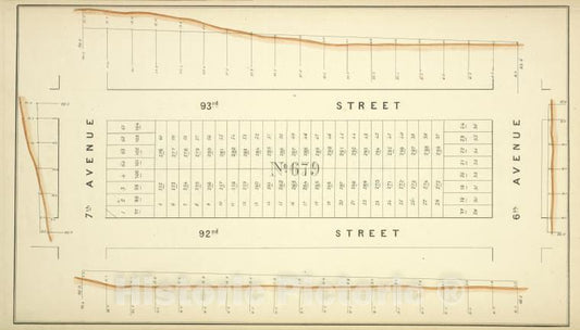 Historic Map - [Block No. 679 Map Bounded By 93Rd Street, 6Th Avenue, 92Nd Street, 7Th Avenue] - - Vintage Wall Art