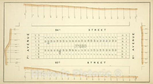 Historic Map - [Block No. 680 Map Bounded By 94Th Street, 6Th Avenue, 93Rd Street, 7Th Avenue] - - Vintage Wall Art