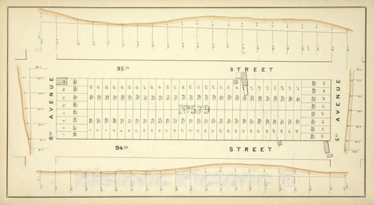 Historic Map - [Block No. 579 Map Bounded By 95Th Street, 5Th Avenue, 94Th Street, 6Th Avenue] - - Vintage Wall Art