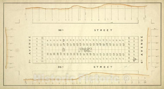 Historic Map - [Block No. 682 Map Bounded By 96Th Street, 6Th Avenue, 95Th Street, 7Th Avenue] - - Vintage Wall Art