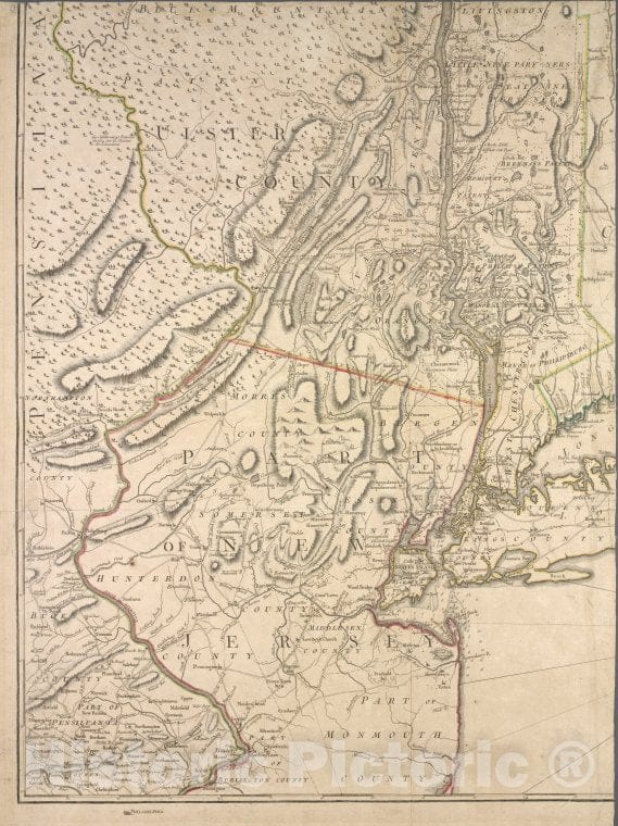 Historic 1777 Map - Province De New-York : En 4 Feuilles - Vintage Wall Art