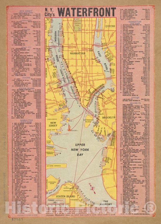 Historic Map - 1947 New York Metropolitan Area, N.Y. City'S Waterfront. - Vintage Wall Art