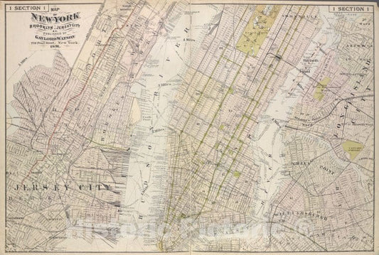 Historic 1891 Map - Map Of New York, Brooklyn, Jersey City &C. - Vintage Wall Art