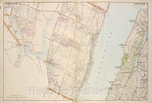 Historic Map - 1891 Hudson River Valley (N.Y. And N.J.), Portion Of Bergen County, N.J. - Vintage Wall Art