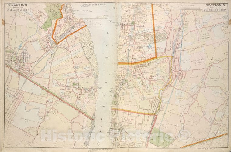 Historic 1891 Map - Portion Of Rockland County; Portion Of Westchester County. - Vintage Wall Art
