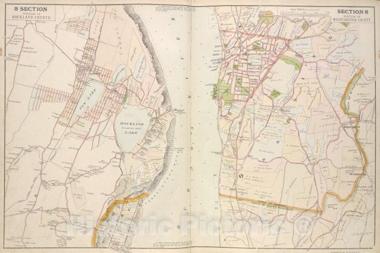 Historic 1891 Map - Portion Of Rockland County; Portion Of Westchester County. - Vintage Wall Art, V3