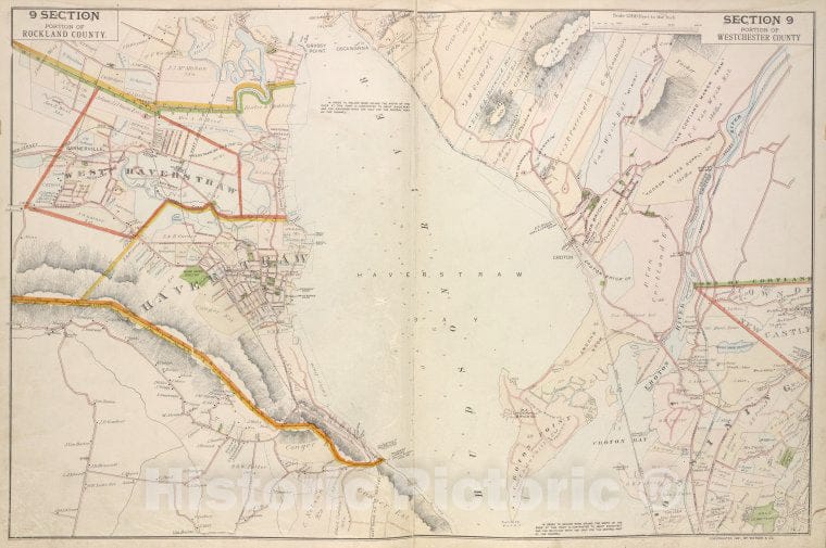 Historic 1891 Map - Portion Of Rockland County; Portion Of Westchester County. - Vintage Wall Art, V4