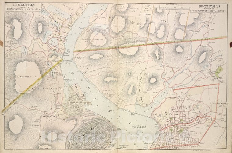 Historic 1891 Map - Portion Of Orange & Rockland County; Portion Of Putnam & Westc - Vintage Wall Art