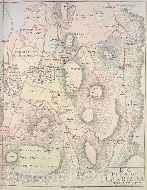 Historic Map - 1891 Hudson River Valley (N.Y. And N.J.), Plan Of Garrison Putnam County. - Vintage Wall Art