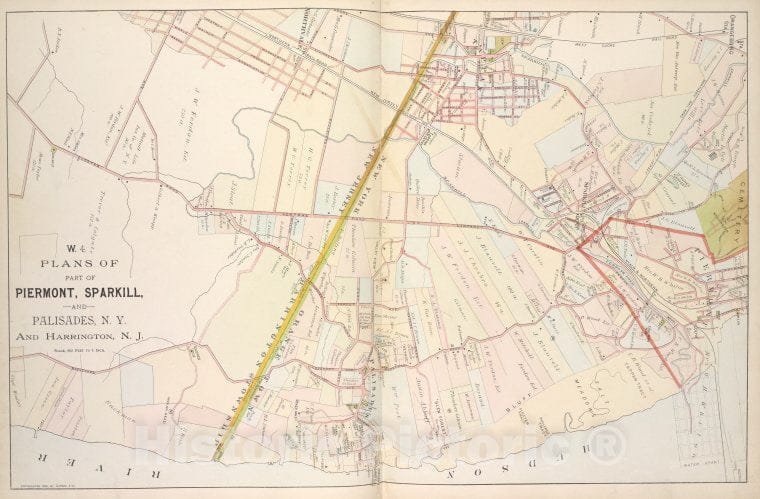 Historic 1891 Map - Plans Of Parts Of Piermont, Sparkill, And Palisades, N.Y. And Ha - Vintage Wall Art