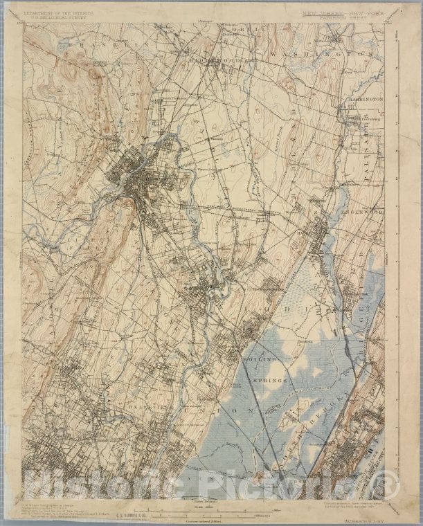 Historic Map - 1903 New Jersey (N.J.), Paterson, N.J. - N.Y, Ed. Of Feb. 1903, Repr. 1924 - Vintage Wall Art