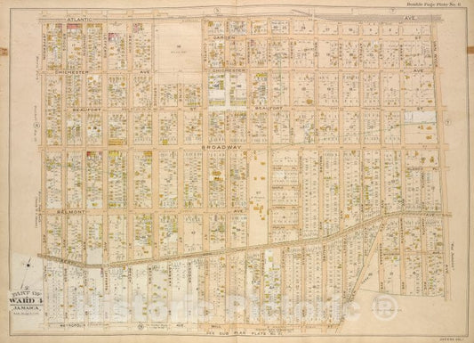 Historic Map - 1907 Queens, New York (N.Y.) Ward 4, Jamaica; [Atlantic, Jefferson, Briggs, Johnson, Lefferts, Chichester, Broadway, Belmont, Liberty, Morris, Maure - Vintage Wall Art