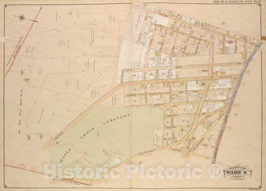Historic Map - 1907 Queens, New York (N.Y.) Ward 4, Jamaica; [Kaplan, Pette, Jeffrey, Hutton, Maple, Haffman Blvd, Sussman, Jefferson, Barrett - Vintage Wall Art