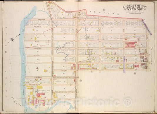 Historic Map - 1908 Queens, Vol. 2, Double Page No. 12; Part Of Long Island City Ward One (Part Of Old Ward 5); [Berrian - Vintage Wall Art