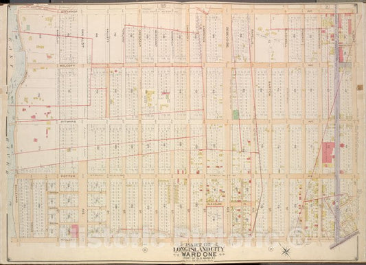 Historic Map - 1903 Queens, Part Of Long Island City Ward One (Part Of Old Ward Five); [Winthrop Ave, Albert St, Flushing Ave; Including Woolsey Ave, Boulevard] - Vintage Wall Art