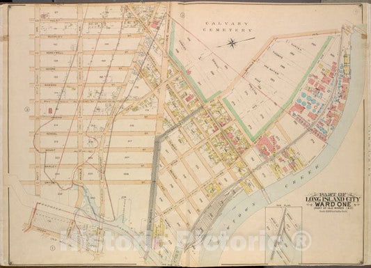 Historic Map - 1903 Queens County, New York (N.Y.) Queens, Long Island City Ward One (Old Wards One And Two); Van Pelt, Greenpoint, Hunters Point, Borden, Bradlay - Vintage Wall Art