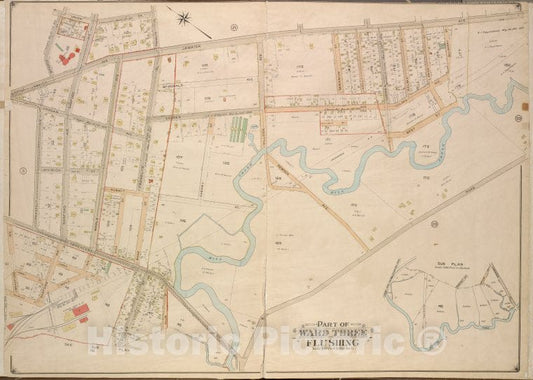 Historic 1908 Updated To 1913 Map - Queens, Vol. 3, Double Page Plate No. 6; Part Of Ward Three Sub - Vintage Wall Art