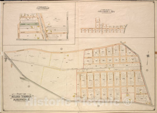 Historic 1908 Updated To 1913 Map - Queens, Vol. 3, Double Page Plate No. 10; Sub Plan Creedmoor. [M - Vintage Wall Art