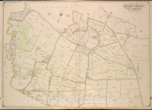 Historic 1908 Updated To 1913 Map - Queens, Vol. 3, Double Page Plate No. 19; Part Of Ward Three Flu - Vintage Wall Art