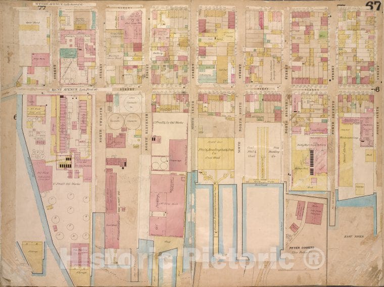 Historic 1868 Map - Brooklyn, Vol. 4, Double Page Plate No. 67; [Map Bounded By Wyth - Vintage Wall Art