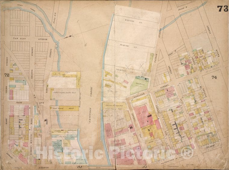 Historic 1868 Map - Brooklyn, Vol. 4, Double Page Plate No. 73; [Map Bounded By Jack - Vintage Wall Art